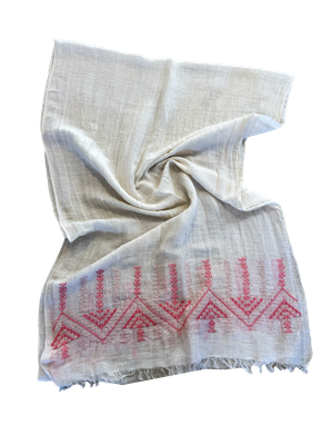 The Embroidered Egyptian Cotton Scarf in White