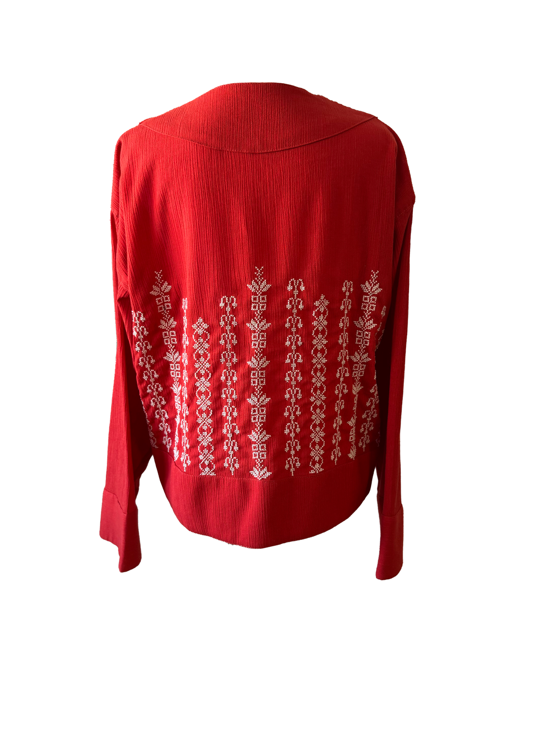 The Embroidered Linen Jacket in Red