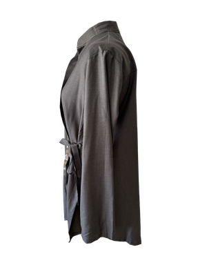 The Hand Embroidered Wrap Shirt in Brown