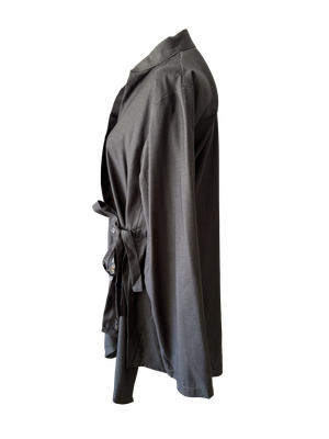 The Hand Embroidered Wrap Shirt in Brown with Beige Embroidery