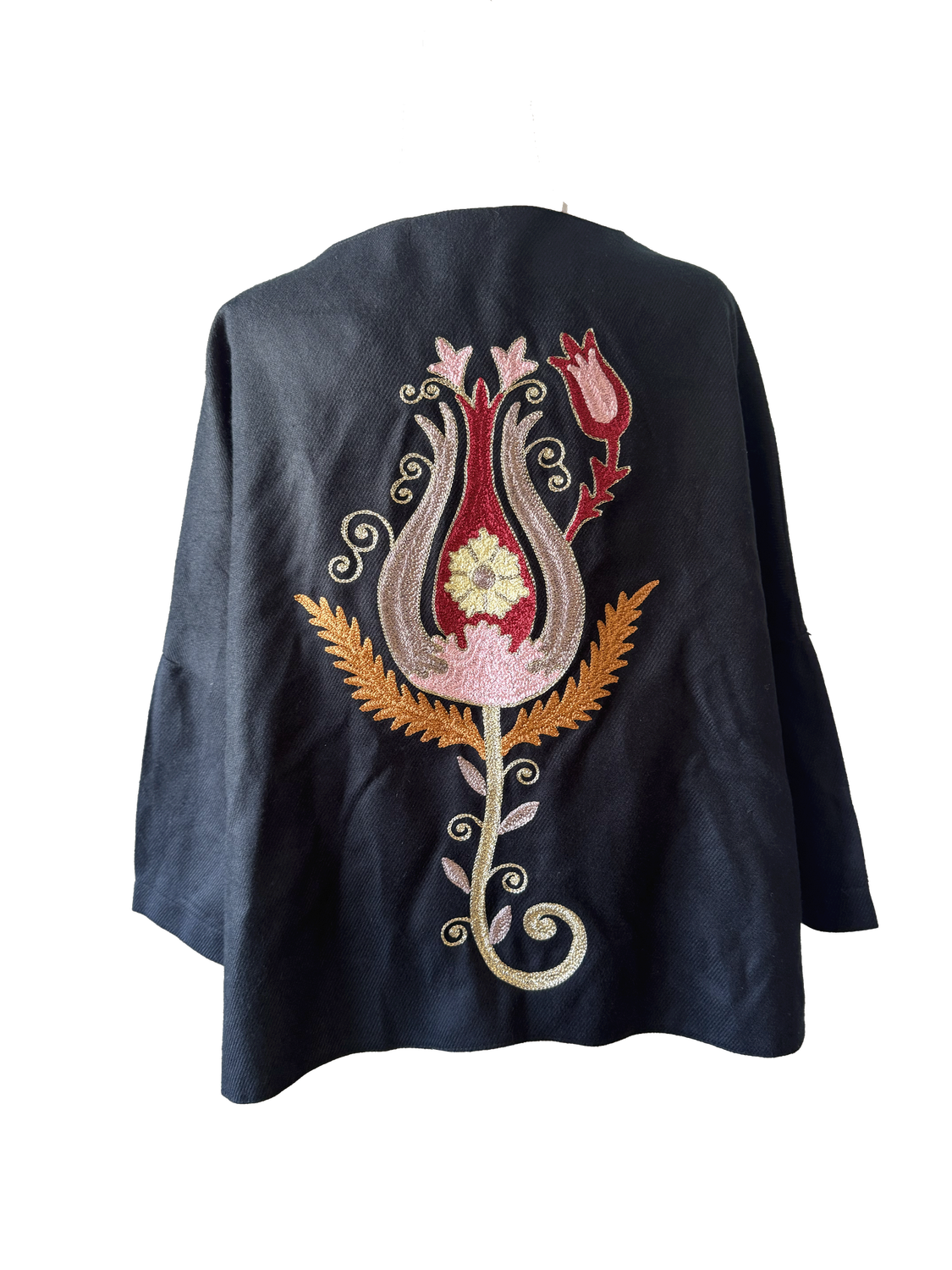 The Ottoman Boxy in Black with Heavy Embroidery