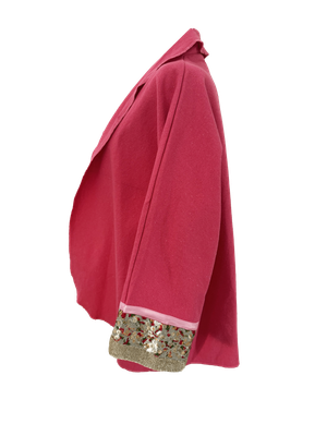 The Round Jacket With Silkscreen in Pink