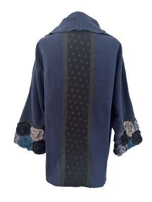 The Round Jacket in Navy Blue Egyptian Cotton