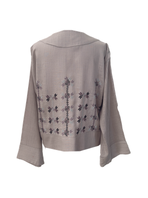 The Embroidered Linen Jacket in Lavender with Light Purple Embroidery