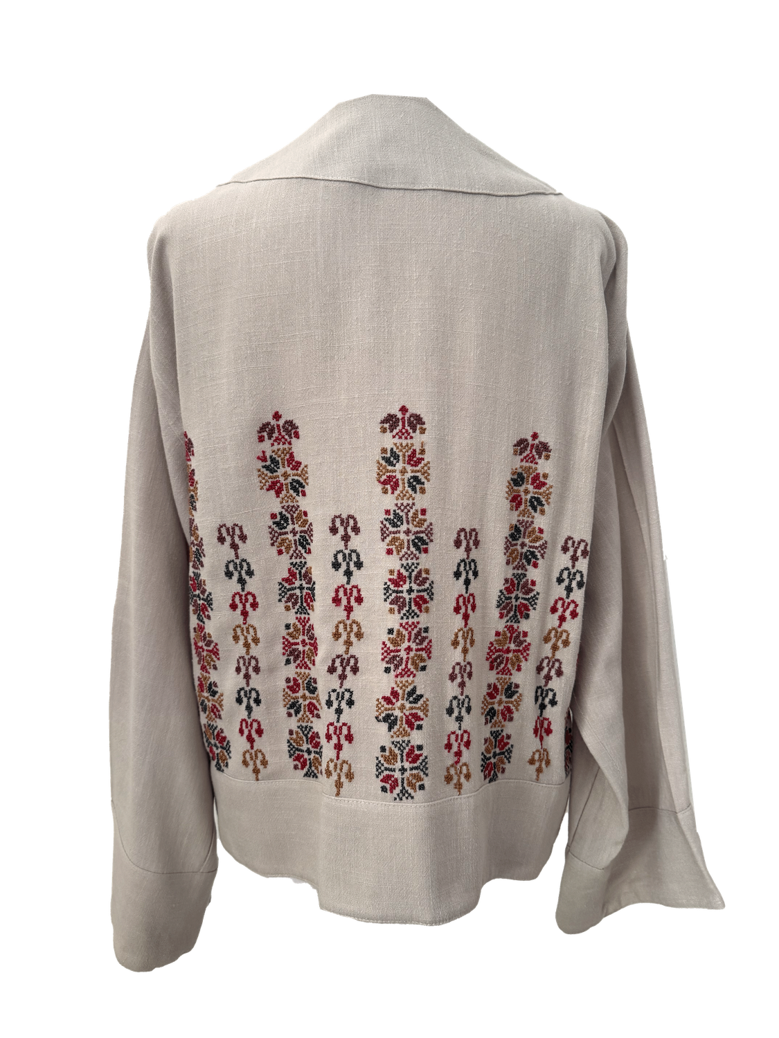 The Embroidered Linen Jacket in Beige with Bethlehem Star
