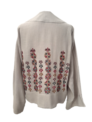 The Embroidered Linen Jacket in Beige with Bethlehem Star