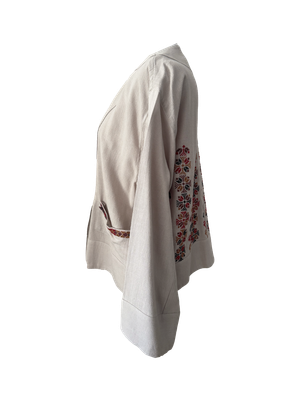 The Embroidered Linen Jacket in Beige with Bethlehem Star