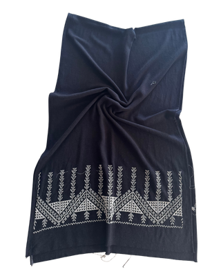 The Lightly Embroidered Scarf in Black