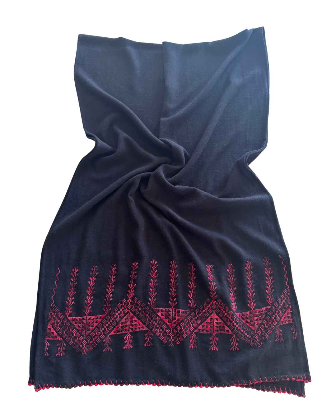 The Lightly Embroidered Scarf in Black