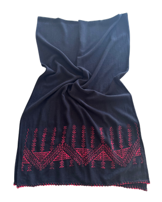 The Lightly Embroidered Scarf in Black