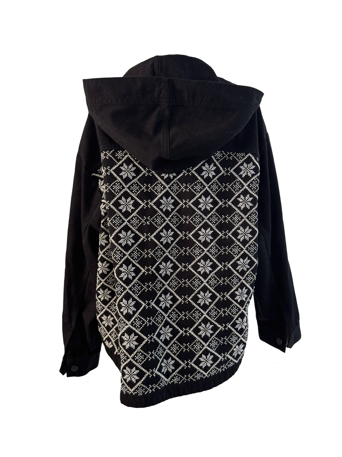 The Heavily Embroidered Denim Jacket in Black with White Embroidery