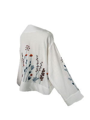 Nadia Dajani x UNHCR Linen Jacket in Teal and White