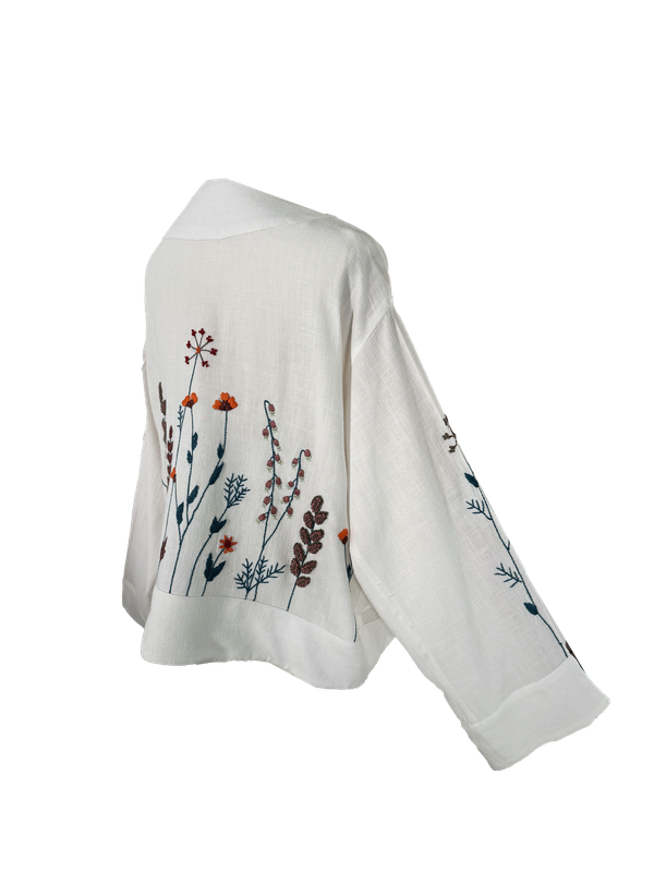 Nadia Dajani x UNHCR Linen Jacket in Teal and White