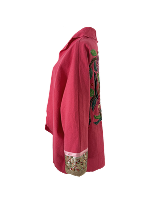 The Round Jacket in Red With Egyptian Embroidery on the Back