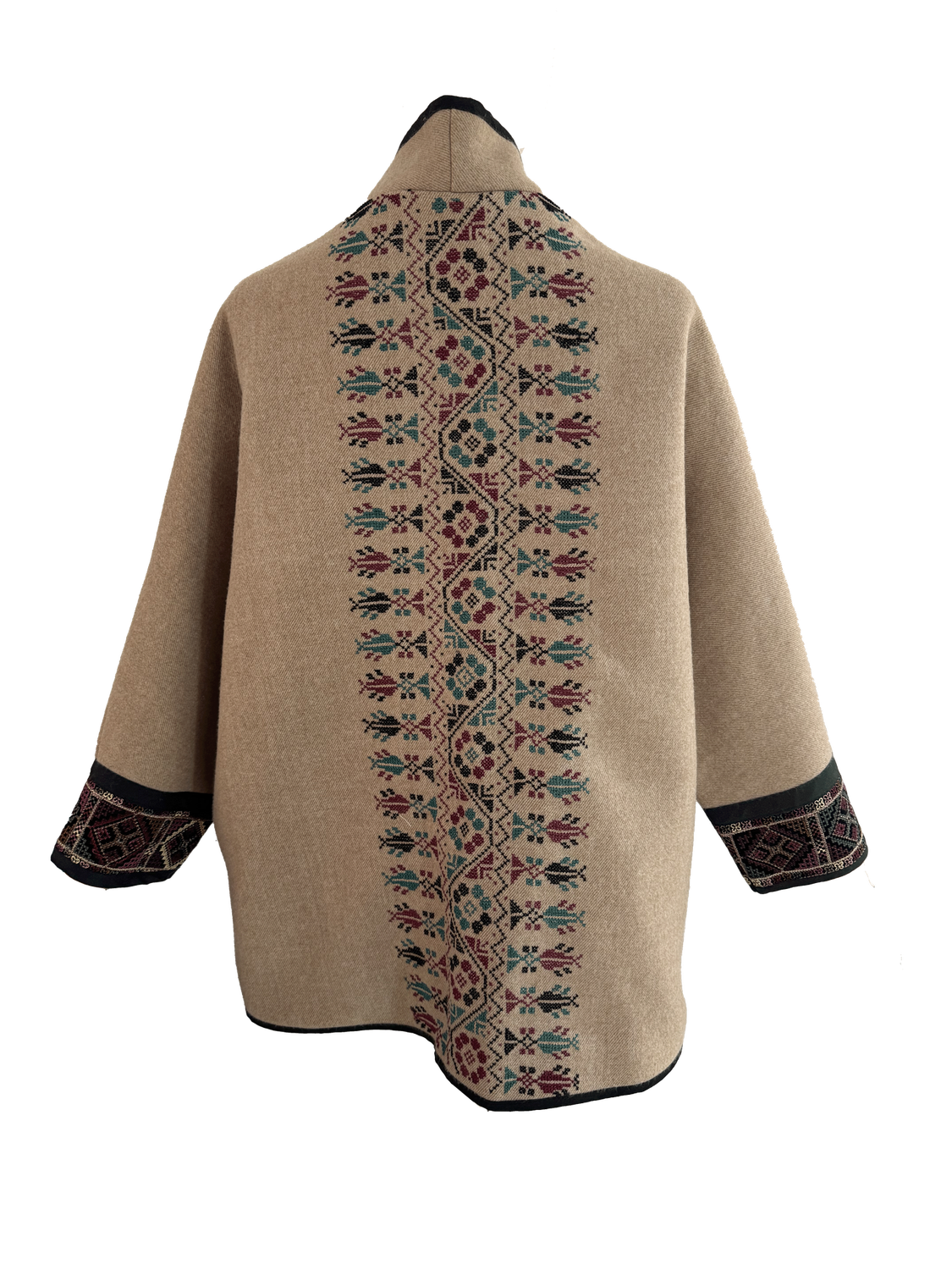 The Round Jacket in Beige With Hand Embroidery