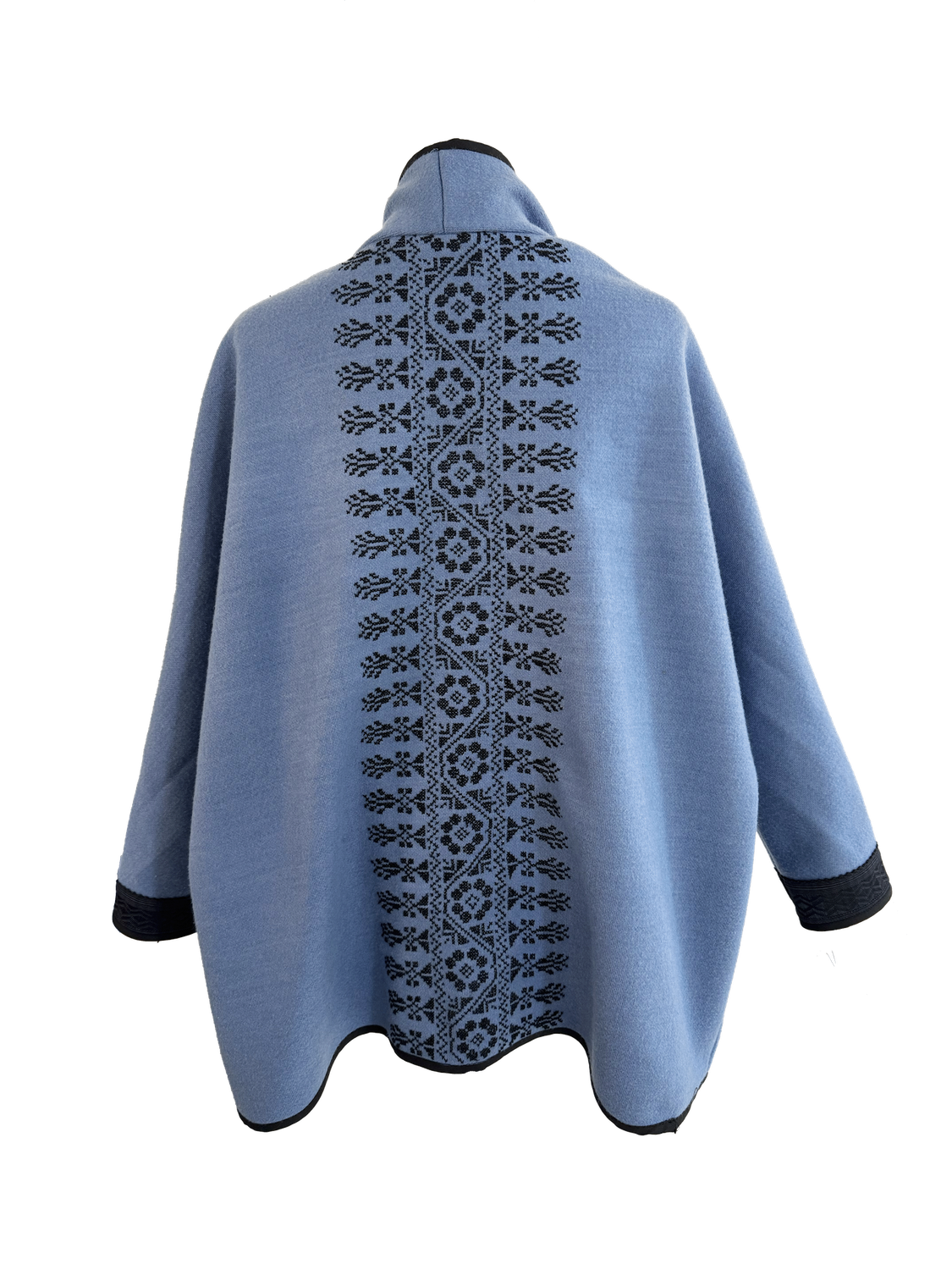The Round Jacket in Blue With Hand Embroidery