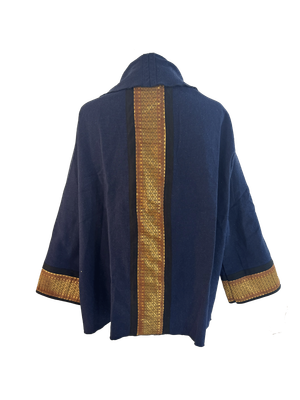 The Round Jacket in Navy Blue Egyptian Cotton