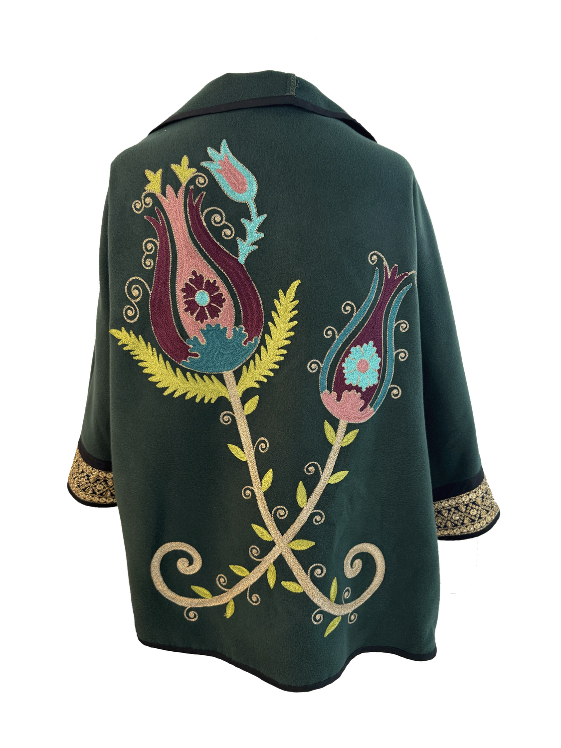 The Round Jacket With Aghabani Embroidery in Green