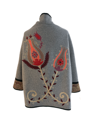 The Grey Round Jacket With Aghabani Embroidery