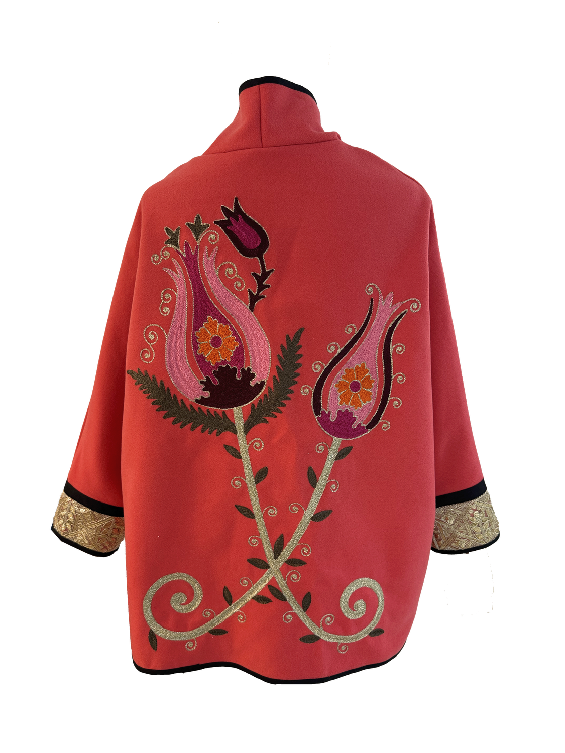 The Round Jacket With Aghabani Embroidery in Hot Pink