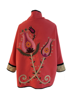 The Round Jacket With Aghabani Embroidery in Hot Pink