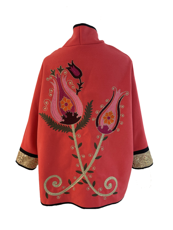 The Round Jacket With Aghabani Embroidery in Hot Pink