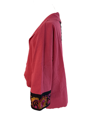 The Round Jacket in Pink Egyptian Cotton With Machine Embroidered Cuffs