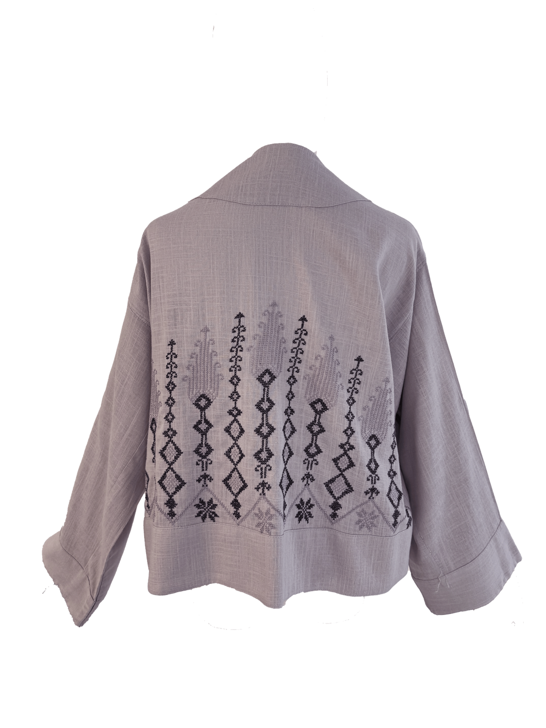 The Embroidered Linen Jacket in Lavender B