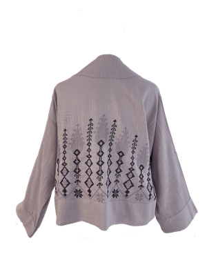 The Embroidered Linen Jacket in Lavender B