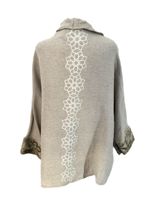 The Round Jacket With Silkscreen in Beige Marl