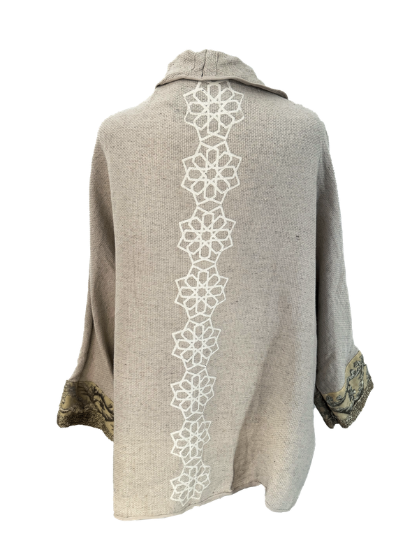 The Round Jacket With Silkscreen in Beige Marl