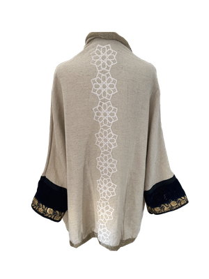The Round Jacket With Silkscreen in Beige Marl