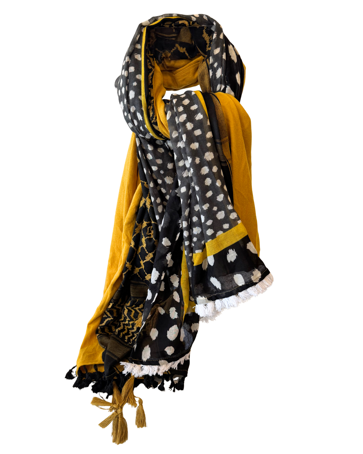 Hatta and Two Fabric Scarf in Black and Yellow