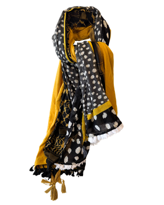Hatta and Two Fabric Scarf in Black and Yellow