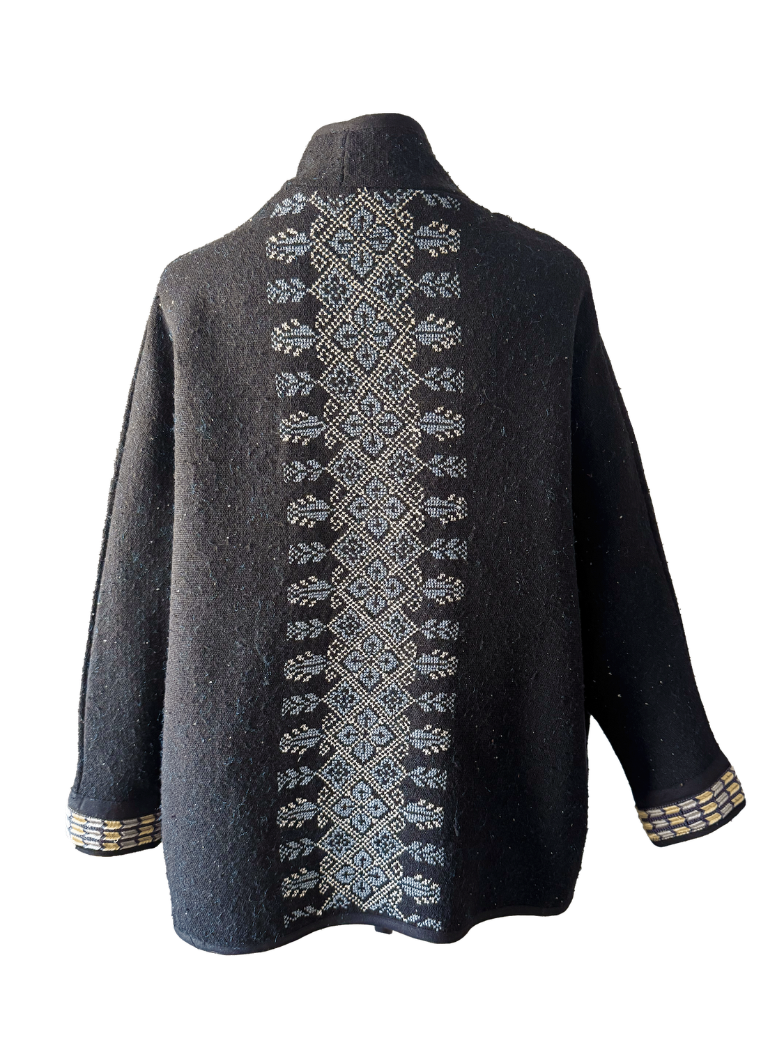 The Round Jacket in Black With Hand Embroidery