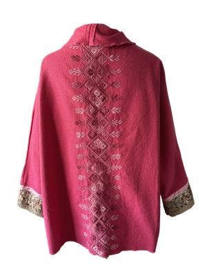 The Round Jacket in Pink With Hand Embroidery