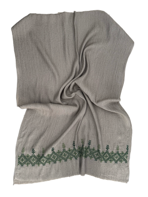 The Lightly Embroidered Scarf in Beige