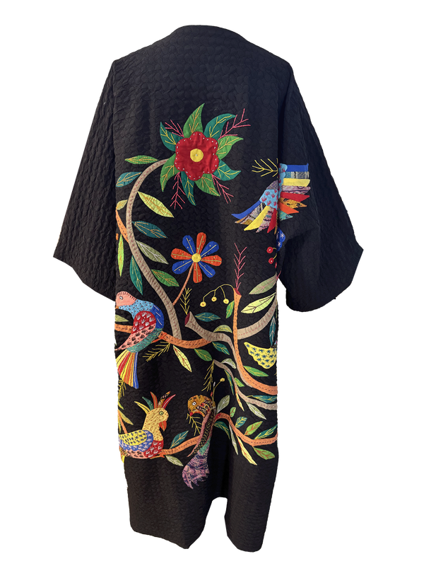 Black Abaya with Patchwork Art Hand Embroidery