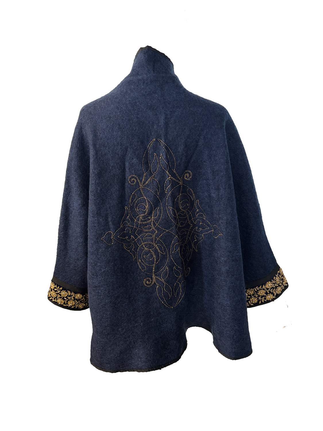 The Navy Blue Round Jacket With Aghabani Embroidery
