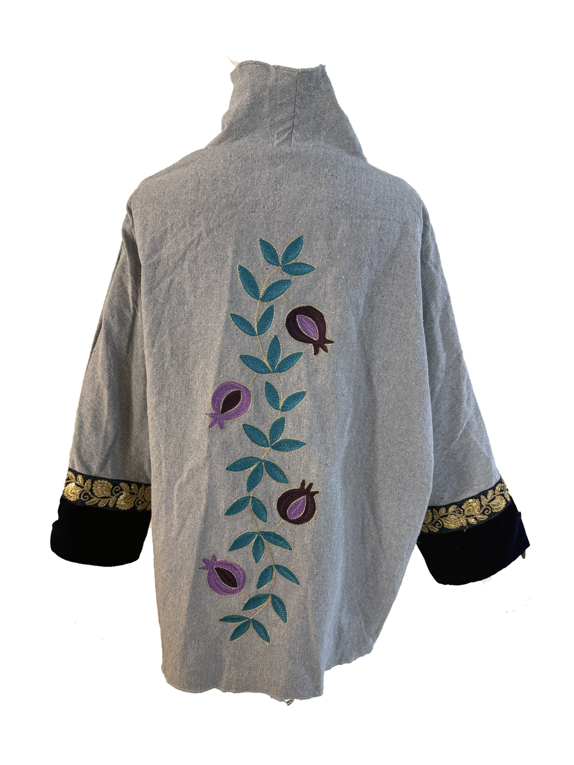 The Light Grey Round Jacket With Aghabani Embroidery