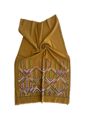 The Embroidered Scarf in Ochre