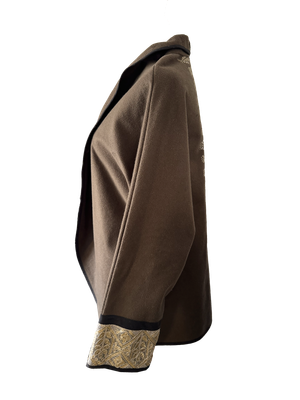 The Round Jacket in Brown With Hand Embroidery