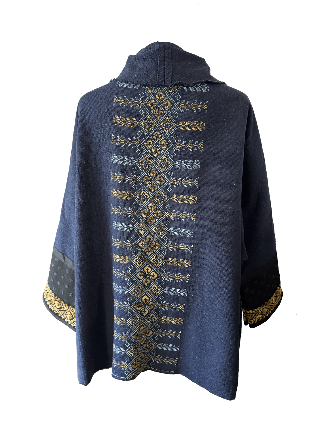 The Round Jacket in Navy With Hand Embroidery