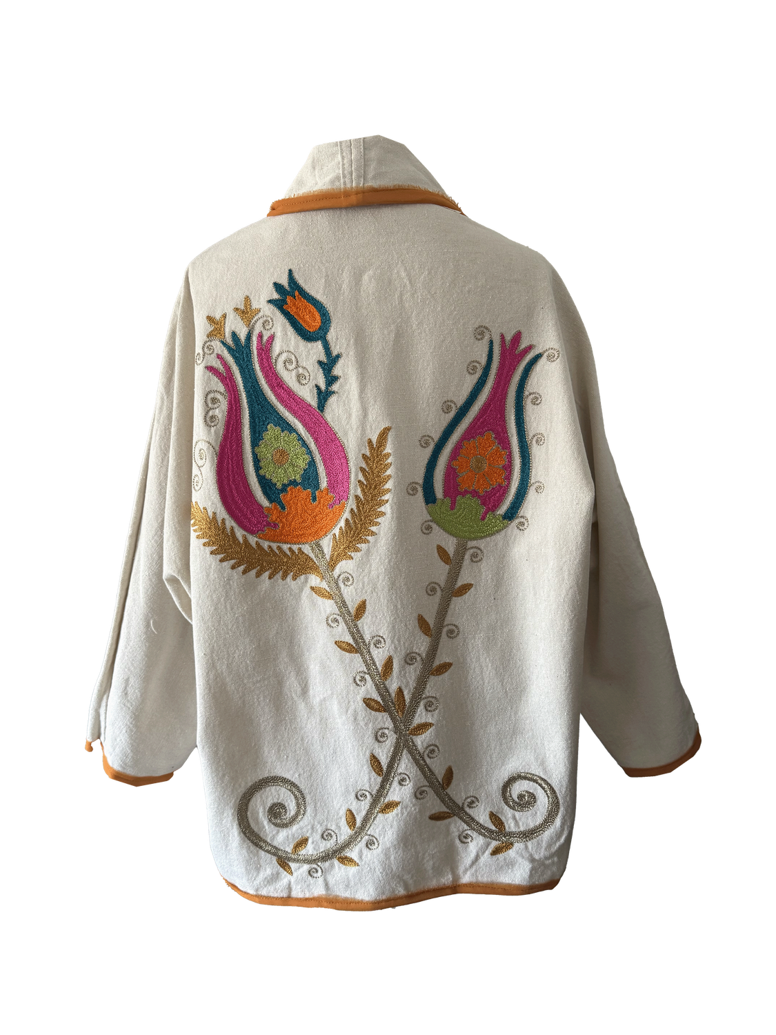 The White Round Jacket With Aghabani Embroidery