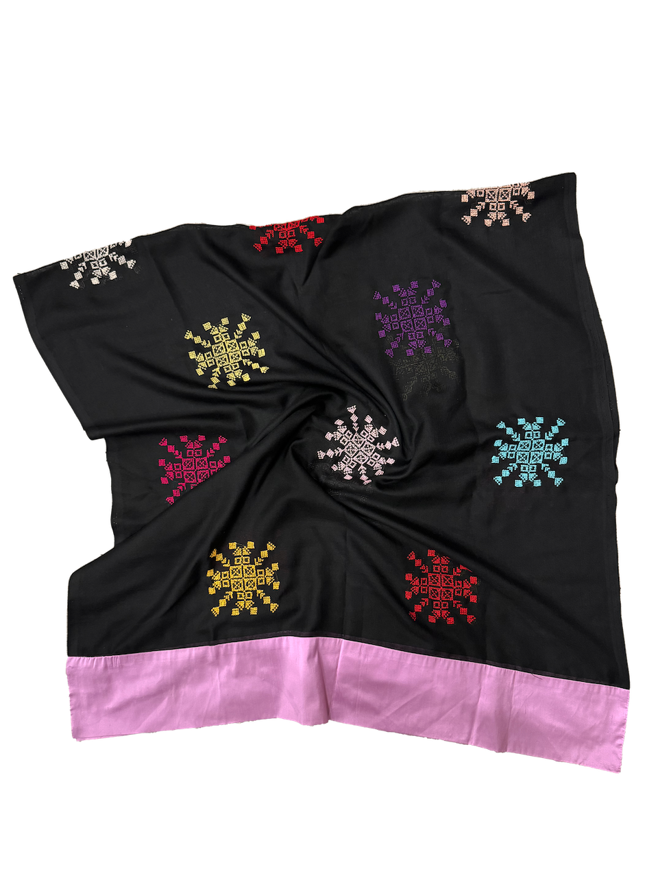 The Heavily Embroidered Najaf Scarf in Black