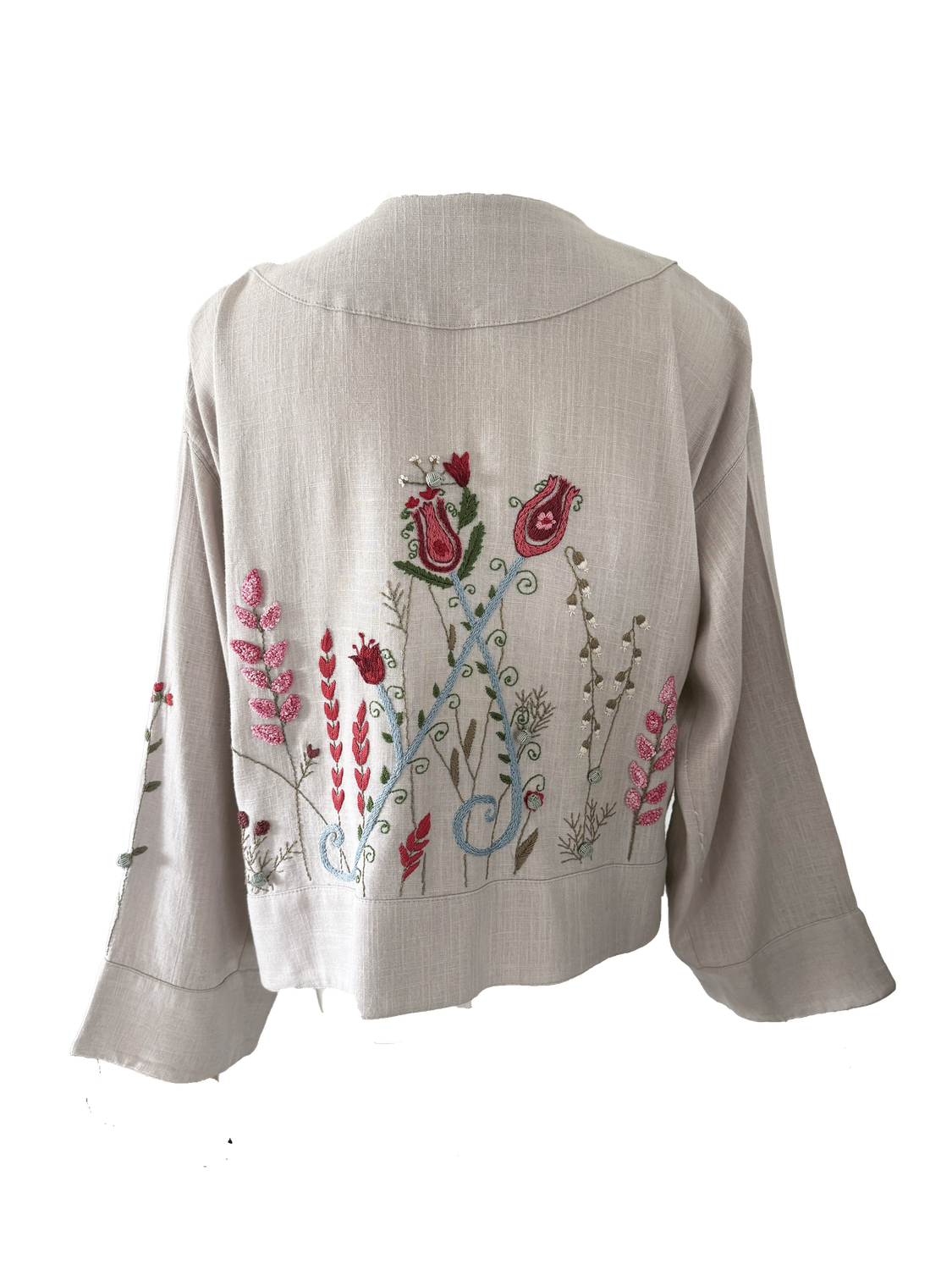 Nadia Dajani x UNHCR Linen Jacket in Lavender with Tulip Embroidery
