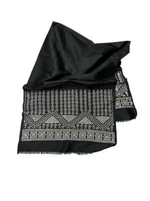 The Embroidered Scarf in Black Thai Silk