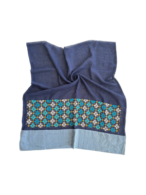 The Embroidered Najaf Scarf in Blue