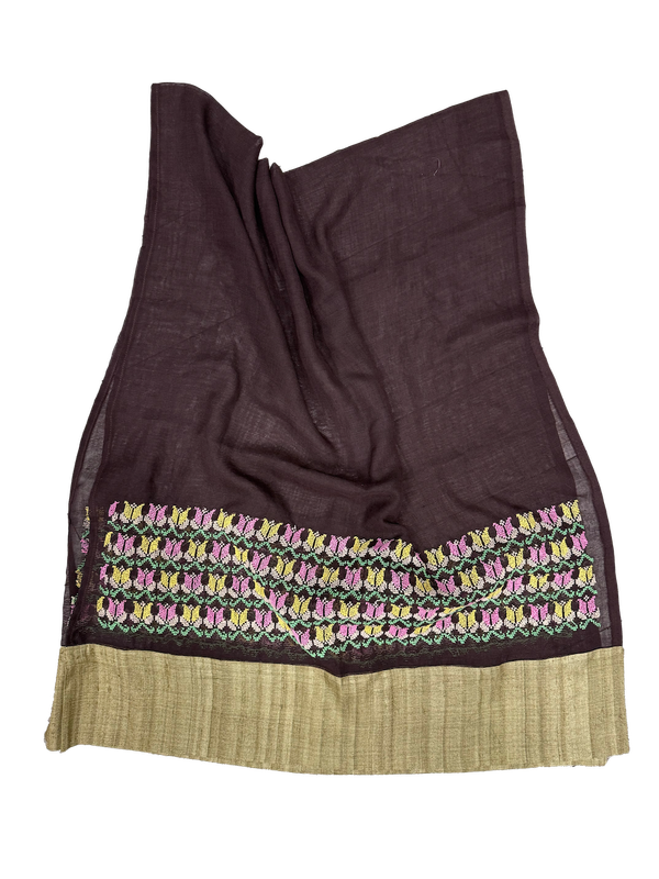 The Embroidered Najaf Scarf in Dark Brown