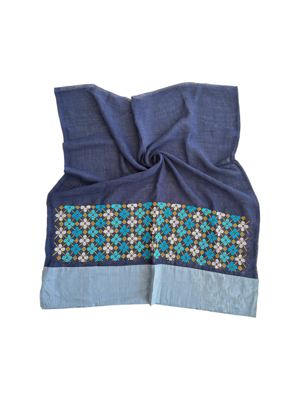 The Embroidered Najaf Scarf in Blue